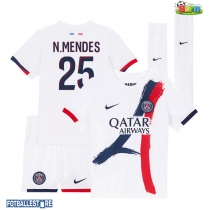 Paris Saint-Germain Nuno Mendes #25 Bortedraktsett Barn 2025-26 Kortermet (+ Korte bukser)